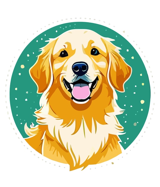 Lindo Golden Retriever de raza de perro Vector Ilustración con fondo blanco