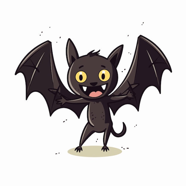 Lindo y gracioso murciélago de dibujos animados Ilustración vectorial estilo dibujos caricaturizados Halloween