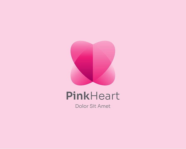 El lindo gradiente del logotipo del corazón rosado del amor