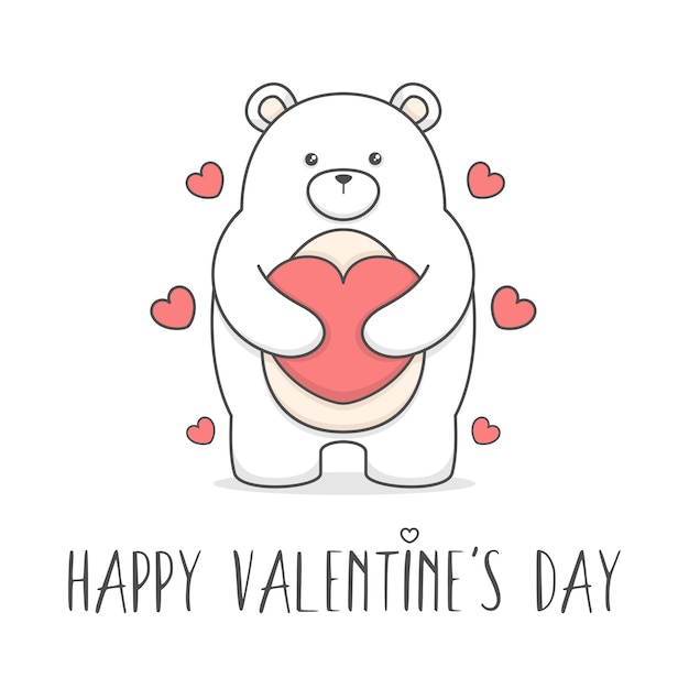 Lindo gran oso polar día de san valentín