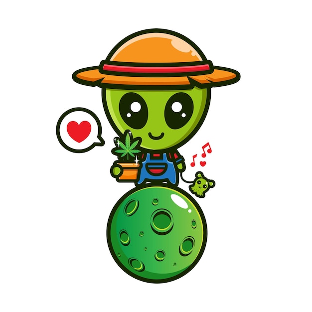 El lindo granjero alienígena de marihuana en la luna