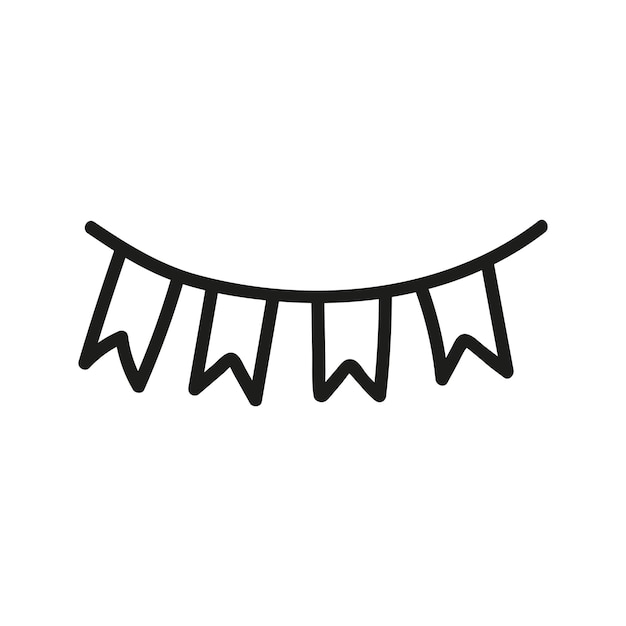 Lindo guirnalda de celebración de garabateo con clipart de banderas Ilustración vectorial dibujada a mano