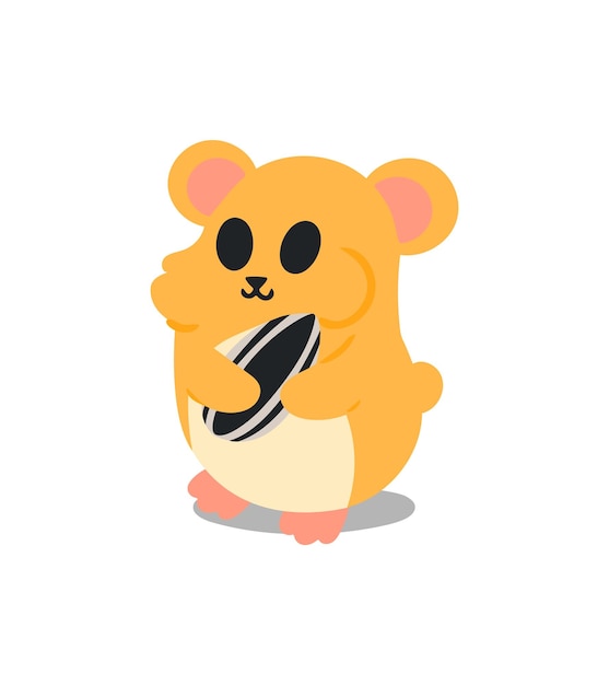 Lindo hámster abraza semillas. mascota esponjosa. elemento de diseño ilustración vectorial Imagen aislada en blanco bac