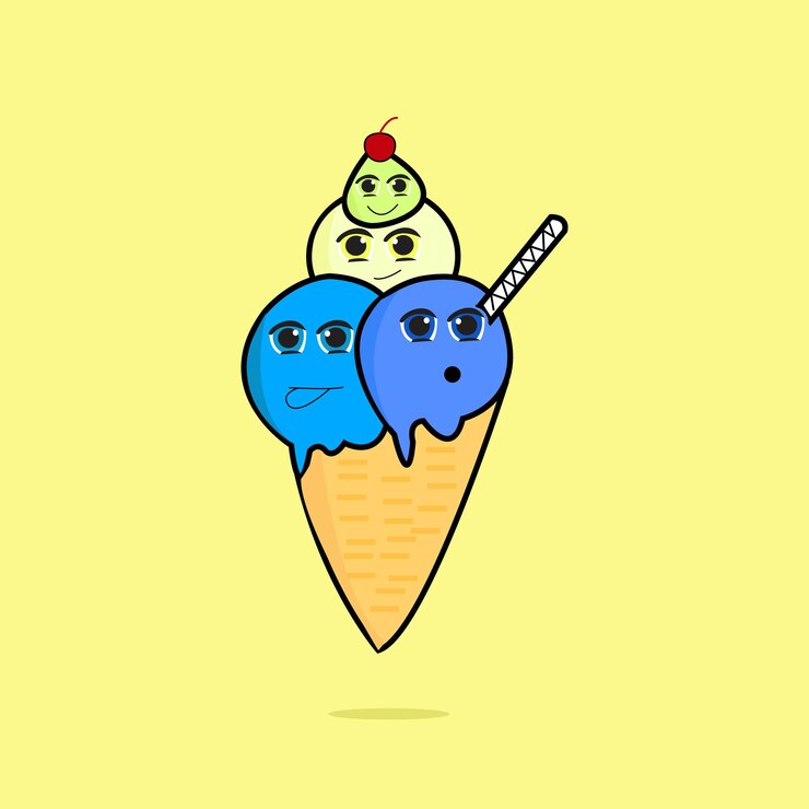 lindo helado aislado sobre fondo azul Vector icono de línea plana