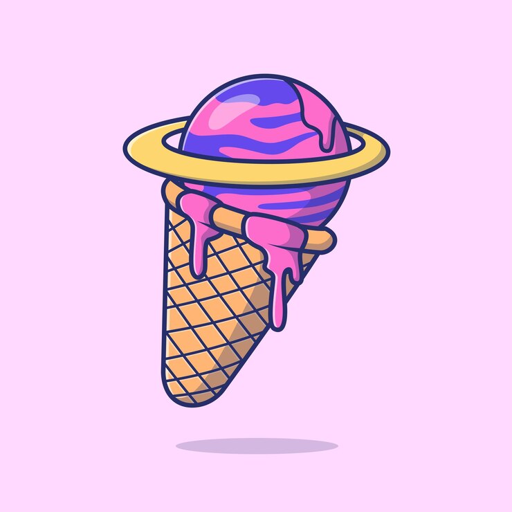 Vector lindo helado planeta dibujos animados vector icono ilustración ciencia comida icono concepto aislado premium