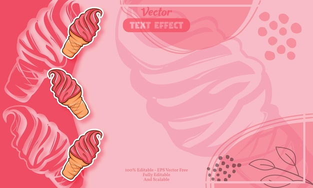 Vector lindo helado rosa dibujado a mano de fondo