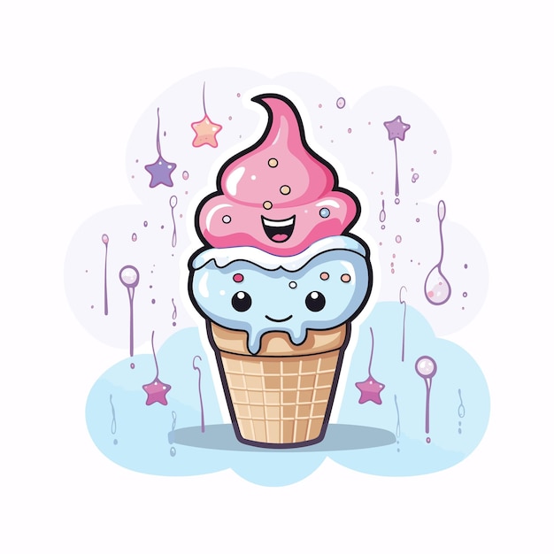 Un lindo helado vector contorno fondo blanco