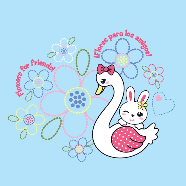 Lindo hermoso cisne ilustración vectorial