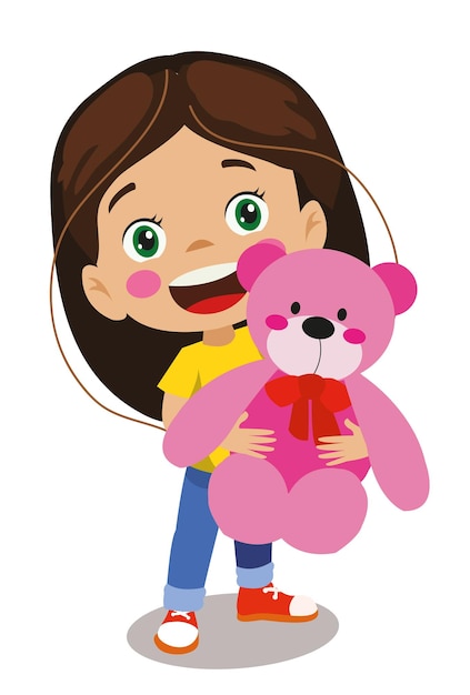 lindo, hermoso, niña, tenencia, osito de peluche