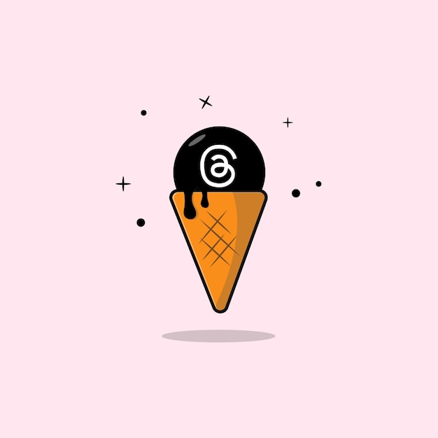 Lindo hilo de fusión cono helado ilustración vectorial diseño de estilo de dibujos animados planos para camiseta