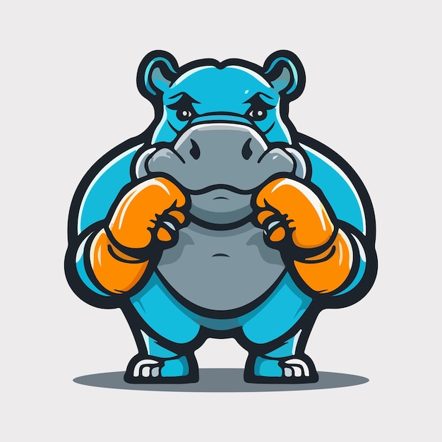 Lindo hipopótamo mascota vector ilustración con fondo aislado