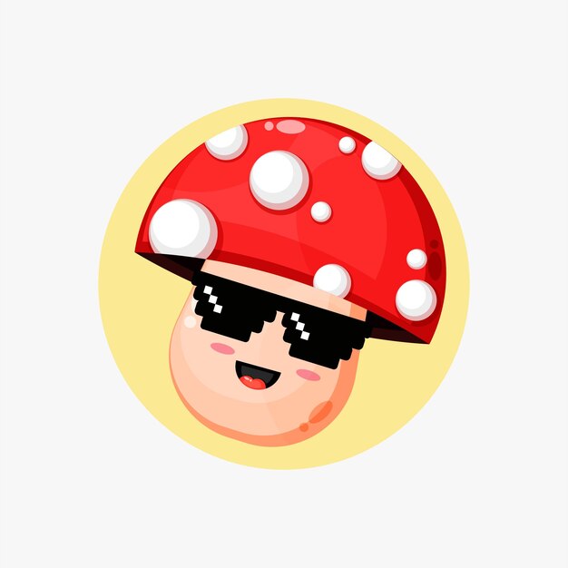 Lindo hongo con gafas de píxeles