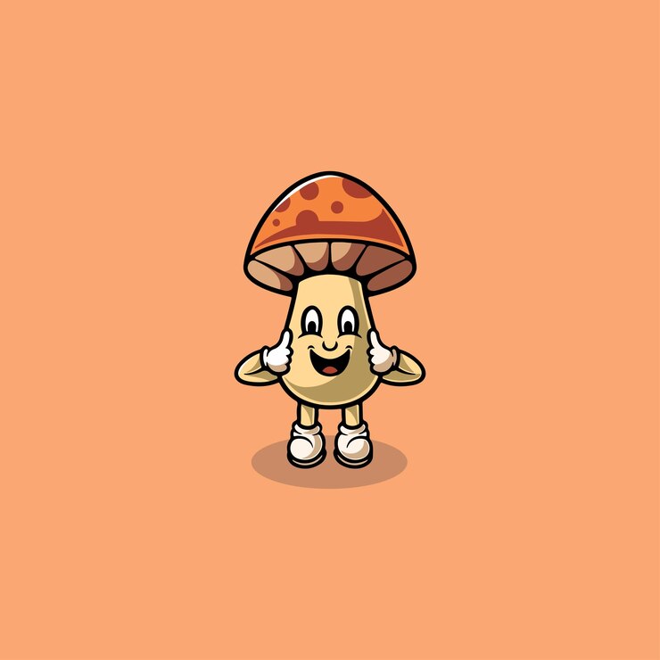 Lindo hongo sonriente icono de dibujos animados ilustración