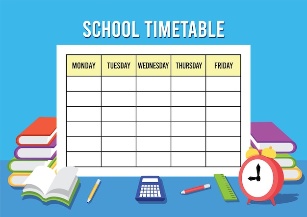 Lindo horario escolar o plantilla de horario de lecciones