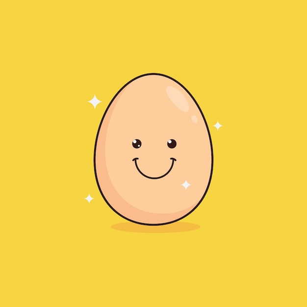 Lindo huevo feliz Vector dibujos animados personaje ilustración simple plano diseño estilo