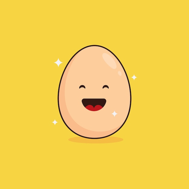 Lindo huevo feliz Vector dibujos animados personaje ilustración simple plano diseño estilo