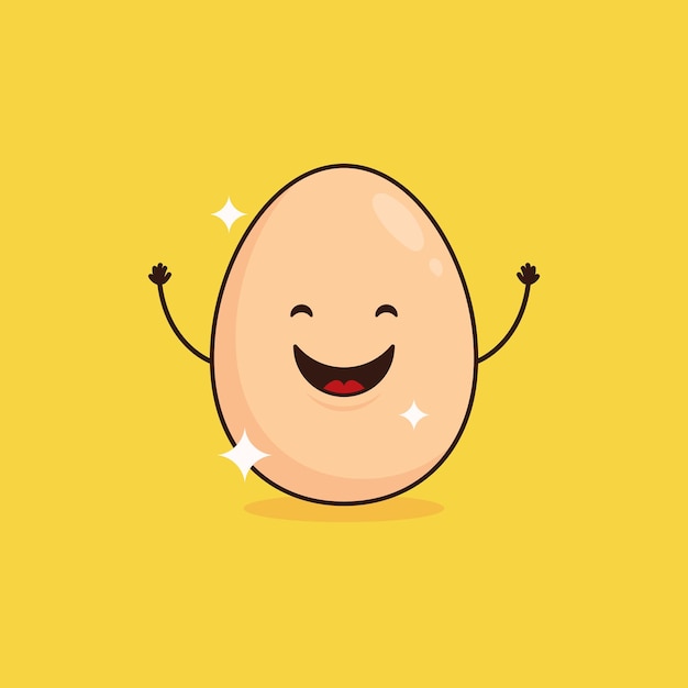 Lindo huevo feliz vector dibujos animados personaje ilustración simple plano diseño estilo