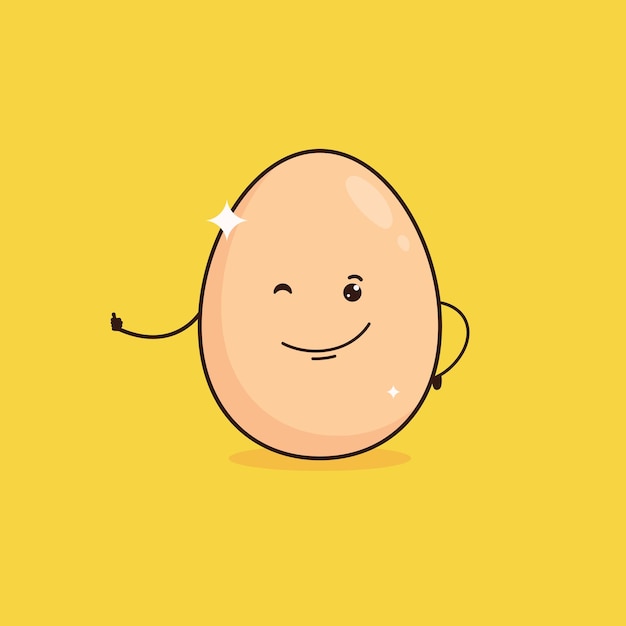 Lindo huevo feliz vector dibujos animados personaje ilustración simple plano diseño estilo