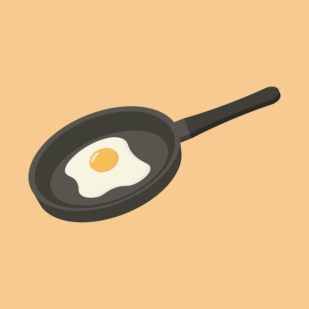 Lindo huevo frito en sartén Desayuno saludable por la mañana con huevo Ilustración vectorial