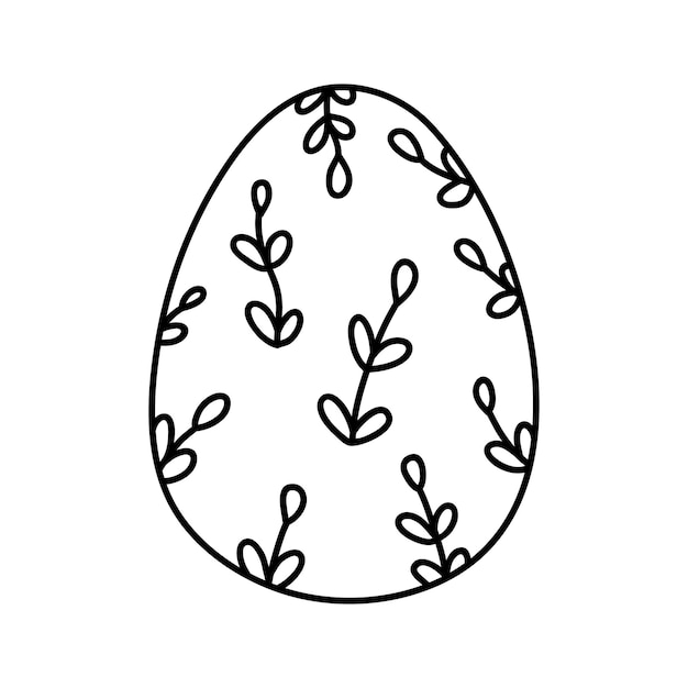 Lindo huevo de Pascua decorado aislado sobre fondo blanco Ilustración dibujada a mano en estilo garabato
