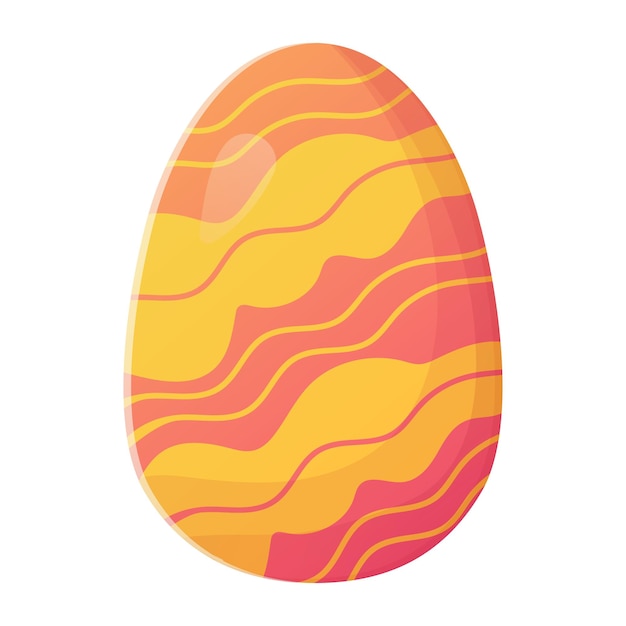 Lindo huevo de Pascua realista pintado con amplias líneas rosas y amarillas
