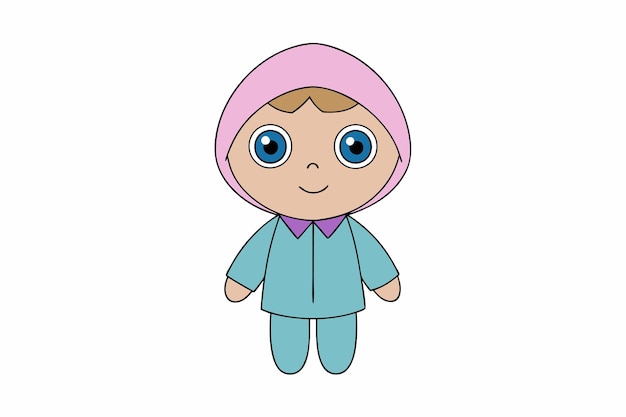 Un lindo humano adorable arte de ilustración vectorial para el diseño gráfico imprimible