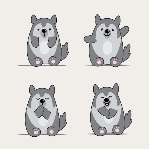Lindo husky vector ilustración divertido perro mascota personaje para niños recursos gráficos