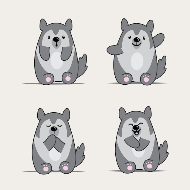 Lindo husky vector ilustración divertido perro mascota personaje para niños recursos gráficos