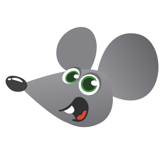 Lindo icono de cabeza de ratón de dibujos animados Ilustración vectorial aislada