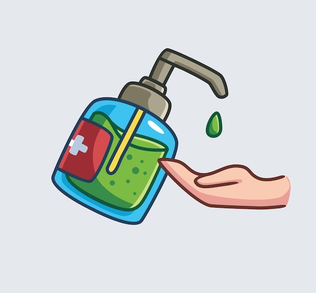 Lindo icono de desinfectante de manos Ilustración de objeto de dibujos animados aislado Estilo plano adecuado para Sticker Icon Design Premium Logo vector