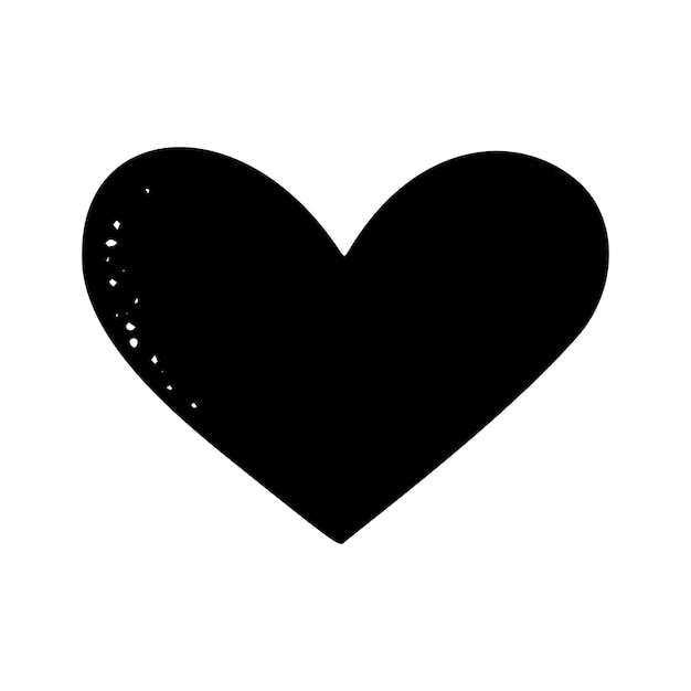 Un lindo ícono dibujado a mano con un corazón negro que simboliza el amor