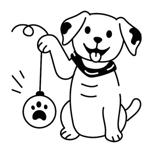 Vector un lindo icono de estilo doodle de un cachorro de juguete