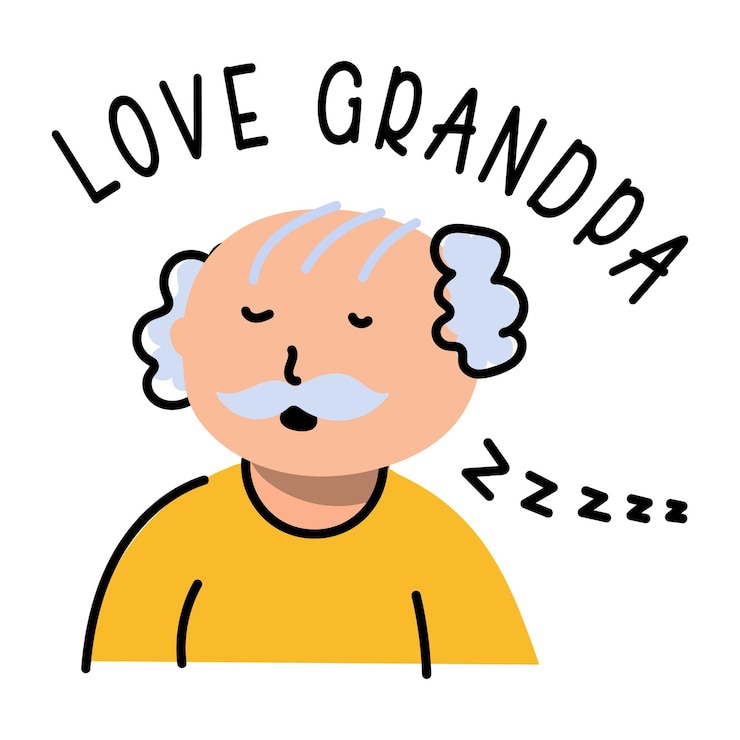 Vector un lindo icono de garabato de cara de abuelo