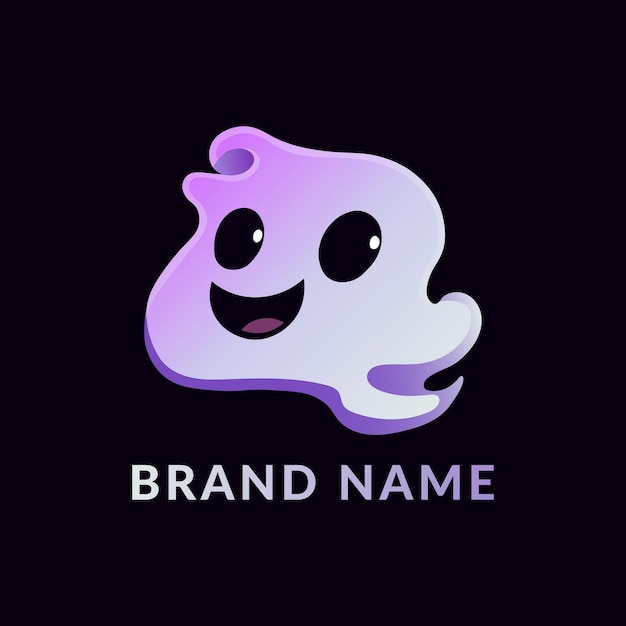 Lindo icono de logotipo de fantasma feliz para creador de contenido de streamer de marca