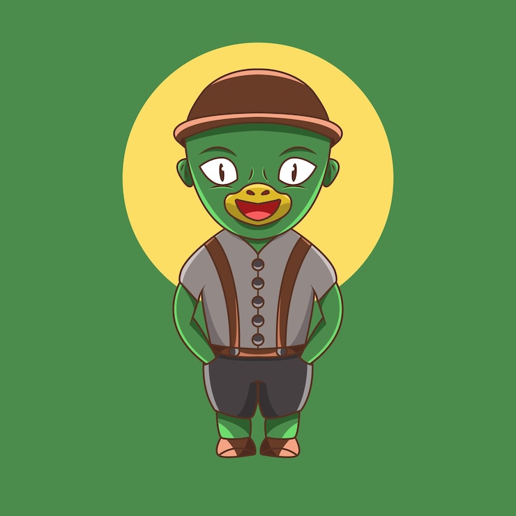 Vector lindo icono de logotipo de mascota kappa verde