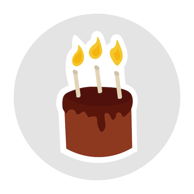 Lindo icono de pastel de chocolate para iconos de restaurante y cafetería o menú ilustración vectorial de pastel de cumpleaños