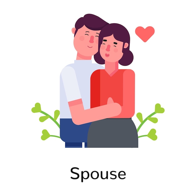 Un lindo icono plano que representa el amor de una pareja