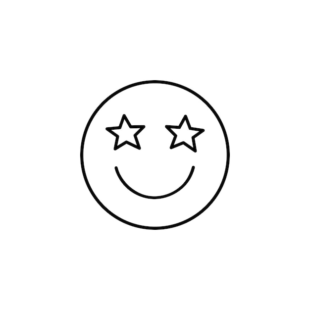 Lindo icono de sonrisa con ojos de estrella ilustración dibujada a mano en estilo garabato