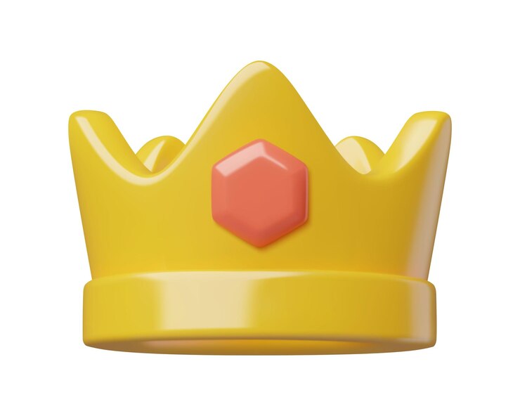 Vector lindo icono vectorial de corona minimalista 3d con una joya rosada aislada sobre un fondo blanco