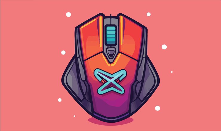 Vector lindo icono vectorial de un ratón de juego con diseño infinito