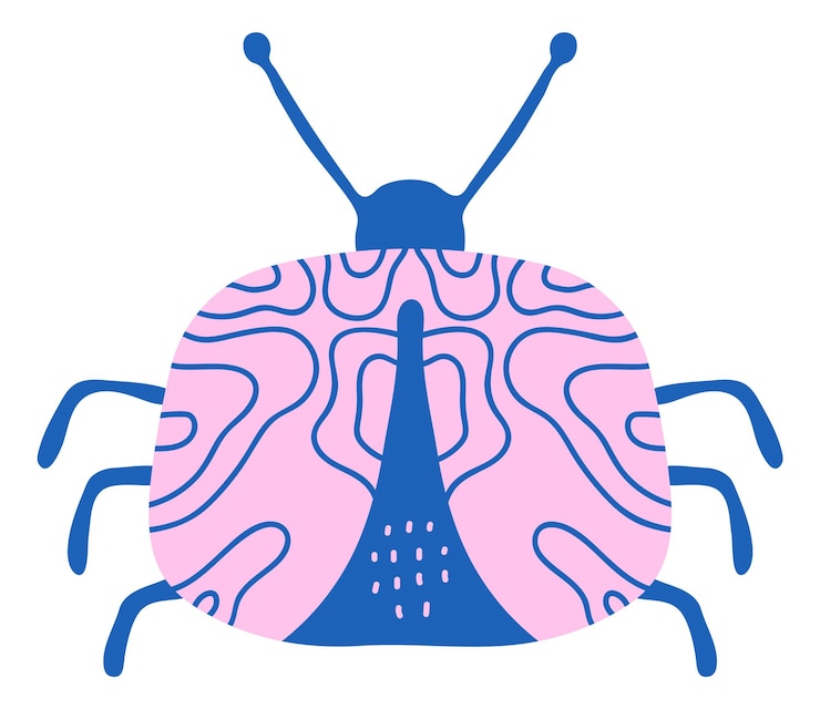 Vector lindo insecto rosa. impresión de escarabajo elegante en estilo moderno aislado sobre fondo blanco