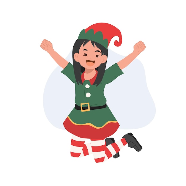 Lindo joven feliz Navidad duende niño vector ilustración