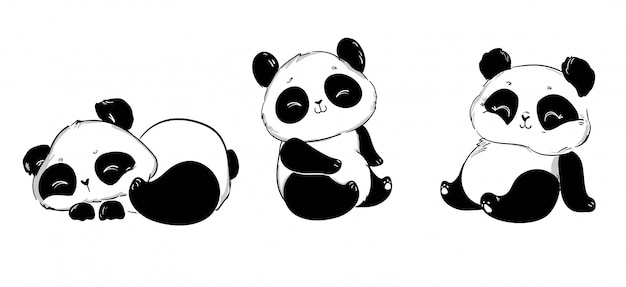 Lindo juego de panda. ilustración. Los niños imprimen en la camiseta.