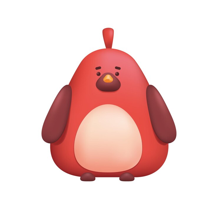 Vector lindo juguete de gorrión rojo para niños ilustración 3d