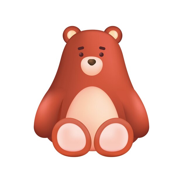 Lindo juguete de oso pardo para niños ilustración 3D