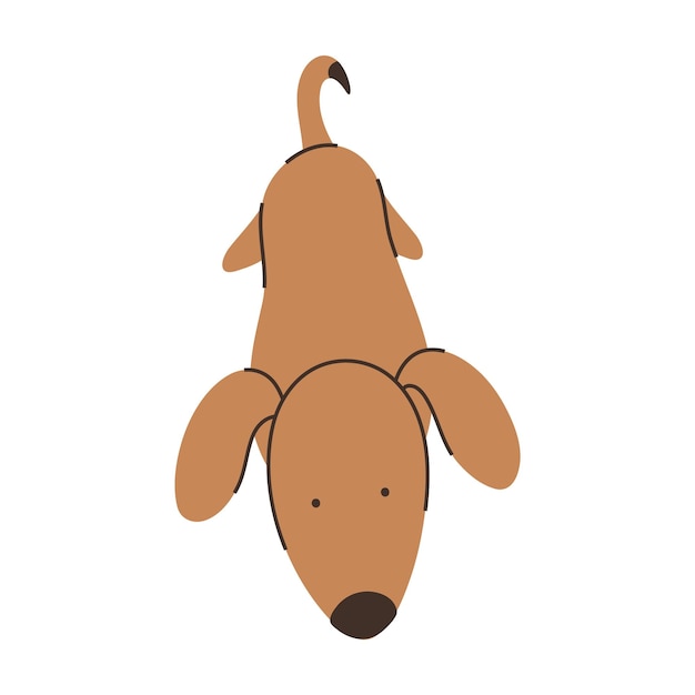 Lindo y juguetón perro marrón minimalista ilustración de dibujos animados
