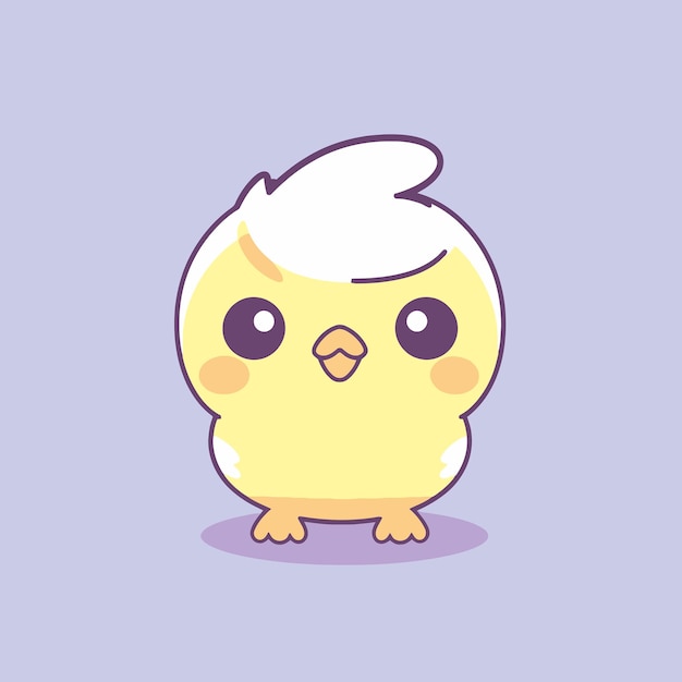 Lindo kawaii pollo chibi mascota vector estilo de dibujos animados