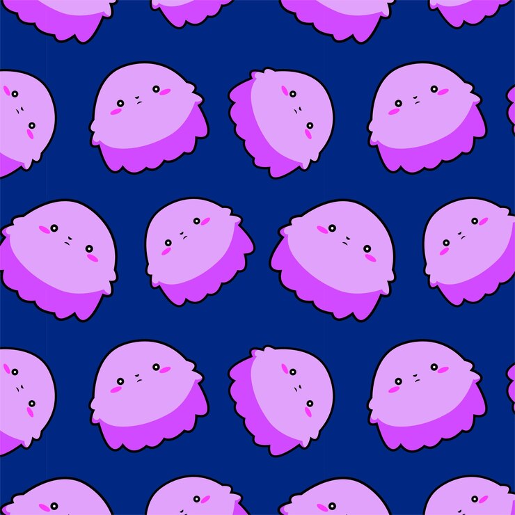 lindo, kawaii, púrpura, fantasma, halloween, monstruo, perfecta, patrón, en, fondo azul, para, niños, juguetes, y