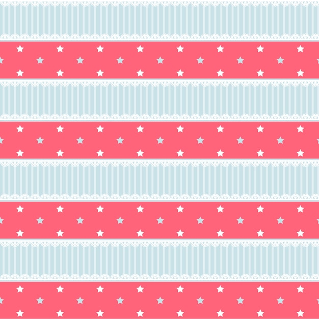 Lindo kawaii rosa y azul claro de patrones sin fisuras