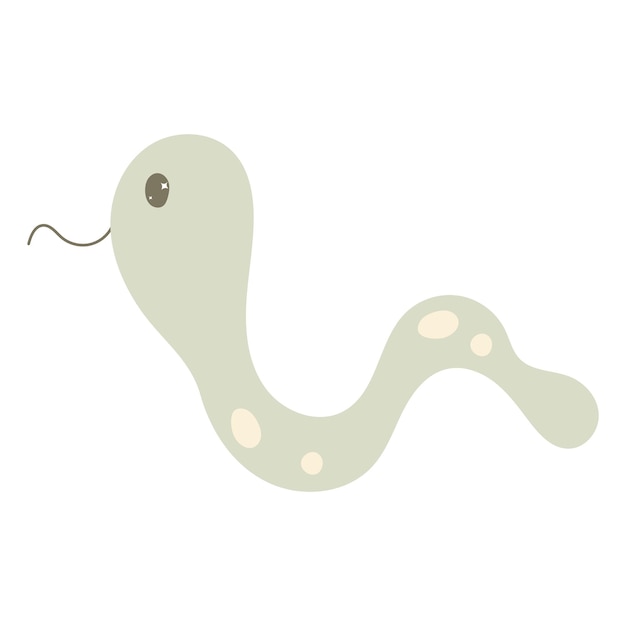 Lindo kawaii serpiente en la mano dibuja estilo plano aislado en fondo blanco niños ilustración vectorial